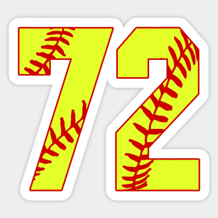 Fastpitch Softball Number 72 #72 Softball Shirt Jersey Uniform Favorite Player Biggest Fan Sticker